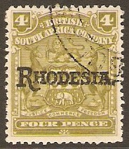 Rhodesia 1909 4d Olive. SG105.