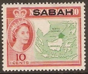 Sabah 1964 10c Green and red. SG412.