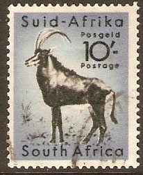 South Africa 1954 10s Black and cobalt. SG164.