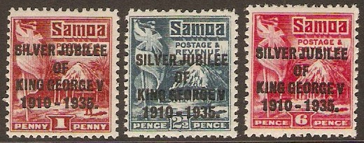 Samoa 1935 Silver Jubilee Set. SG177-SG179.