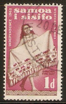 Samoa 1962 1d Brown and rose-carmine. SG239.
