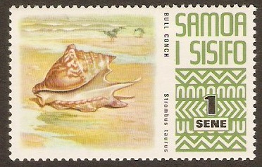 Samoa 1972 1s Sea Shell Stamp. SG390.