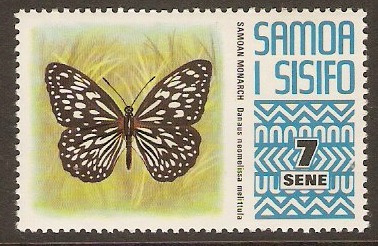 Samoa 1972 7s Butterfly Stamp. SG395.