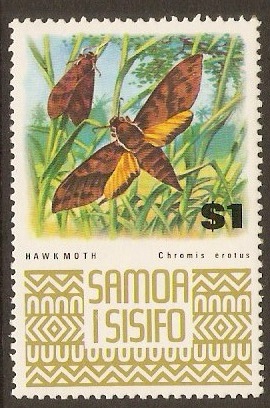 Samoa 1972 $1 Moth Stamp. SG399.