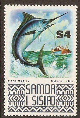 Samoa 1972 $4 Fish Stamp. SG399b.