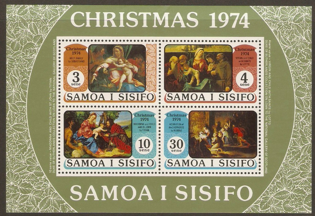 Samoa 1974 Christmas Stamps Sheet. SGMS439.