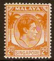 Singapore 1948 2c Orange. SG2.