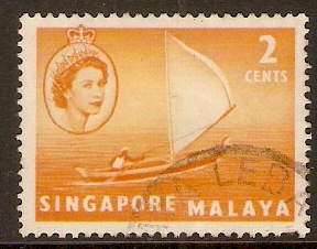 Singapore 1955 2c Yellow-orange. SG39.