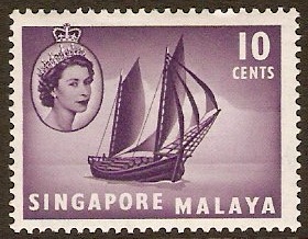 Singapore 1955 10c Deep lilac. SG44.