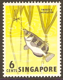 Singapore 1962 6c Orchids, Fish and Bird Series. SG67.