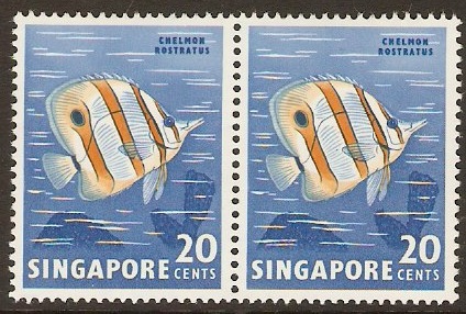 Singapore 1962 20c Orchids, Fish and Bird Series. SG71-SG71b.