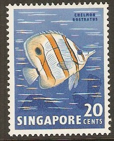 Singapore 1962 20c Orchids, Fish and Bird Series. SG71.