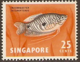 Singapore 1962 25c Orchids, Fish and Bird Series. SG72.