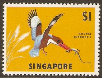 Singapore 1962 $1 Orchids, Fish and Bird Series. SG75.