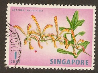 Singapore 1966 1c Orchids, Fish and Bird Series. SG83.