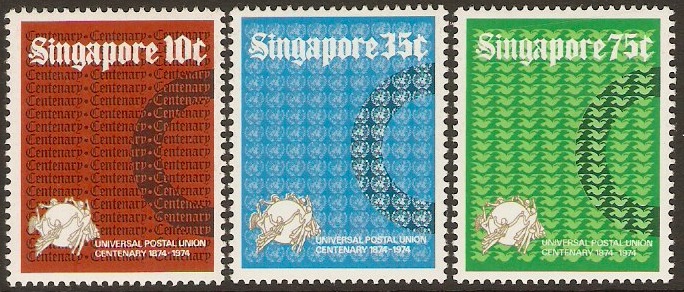 Singapore 1974 UPU Centenary Set. SG235-SG237.