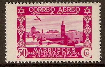 Spanish Morocco 1938 50c Magenta - Air series. SG207.