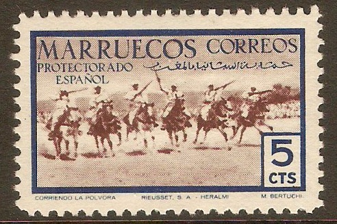 Spanish Morocco 1952 5c Mounted Riflemen. SG369.
