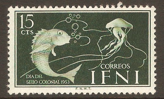 Ifni 1953 15c Deep green - Colonial series. SG99.