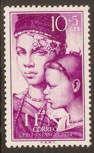 Ifni 1954 10c +5c Deep mauve - Child Welfare series. SG113.