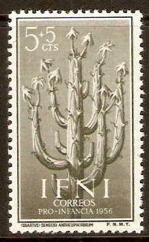 Ifni 1956 5c +5c Bronze-green - Flowers series. SG126.