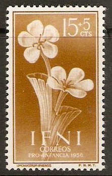 Ifni 1956 15c +5c Yellow-green - Flowers series. SG127.