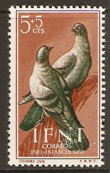 Ifni 1957 5c +5c Pigeons series. SG133.