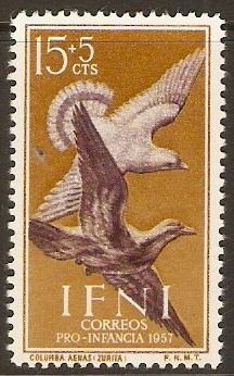 Ifni 1957 15c +5c Pigeons series. SG134.