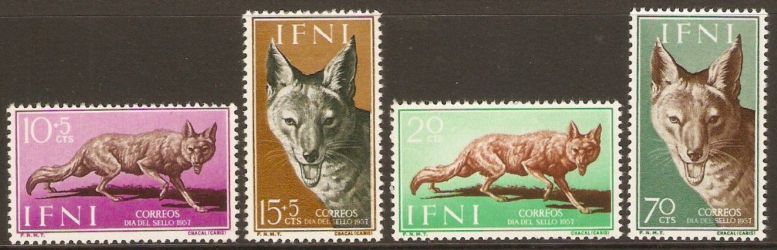 Ifni 1957 Stamp Day set - Jackals. SG136-SG139.