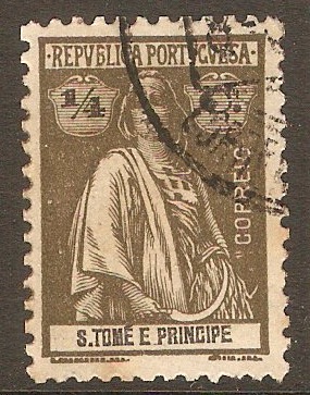 St.Thomas and Prince 1920 ¼r Brown-olive. SG280.