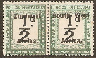 South West Africa 1923 d Black and green Postage Due. SGD27.