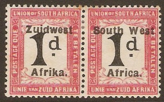 South West Africa 1923 1d Black and rose Postage Due. SGD28.