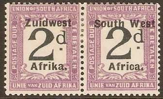 South West Africa 1923 2d Black and violet Postage Due. SGD30.