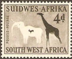 South West Africa 1954 4d Blackish olive. SG157.