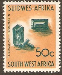 South West Africa 1961 50c Dp bluish green and yell-orange. SG18