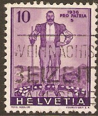 Switzerland 1936 10c + 5c reddish violet. SG364.