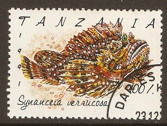 Tanzania 1992 100s Fishes series - Reef stonefish. SG1141.