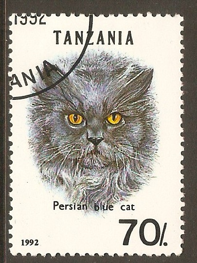 Tanzania 1992 70s Cats series - Persian blue. SG1450.