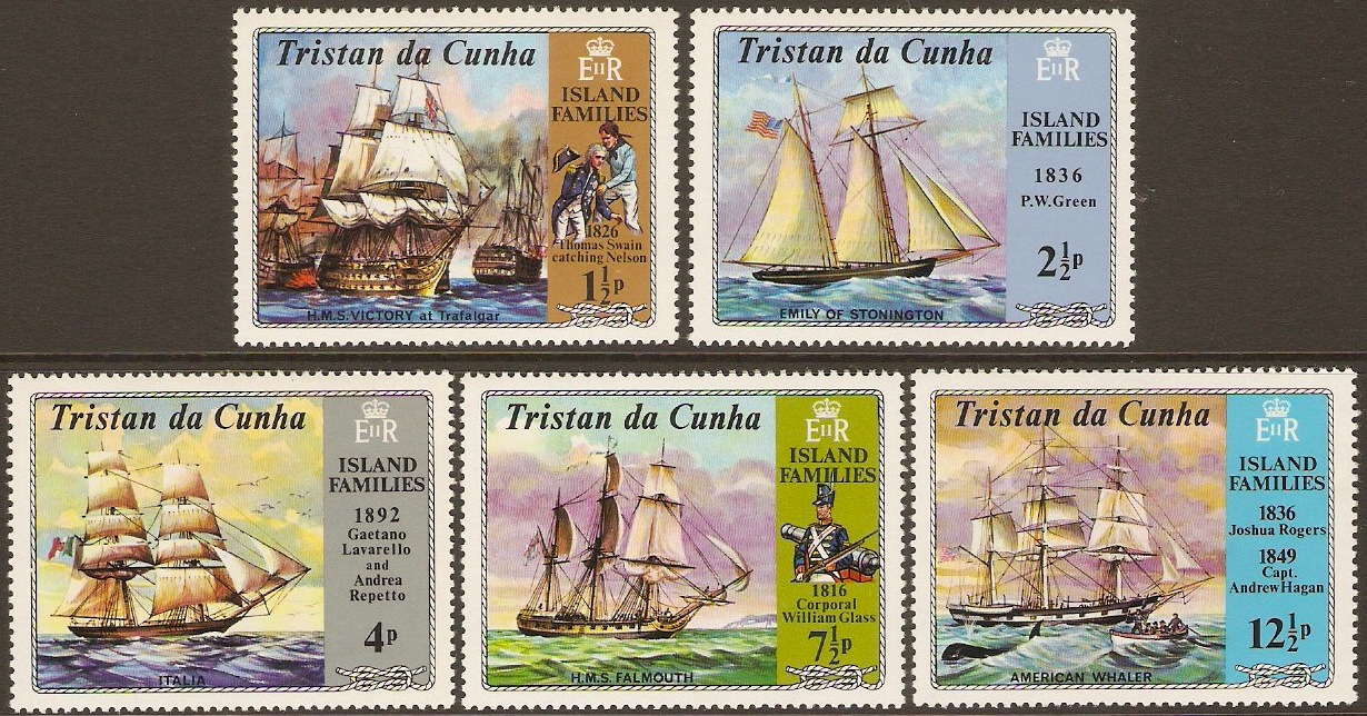 Tristan da Cunha 1971 Island Families and Ships Set. SG153-SG157