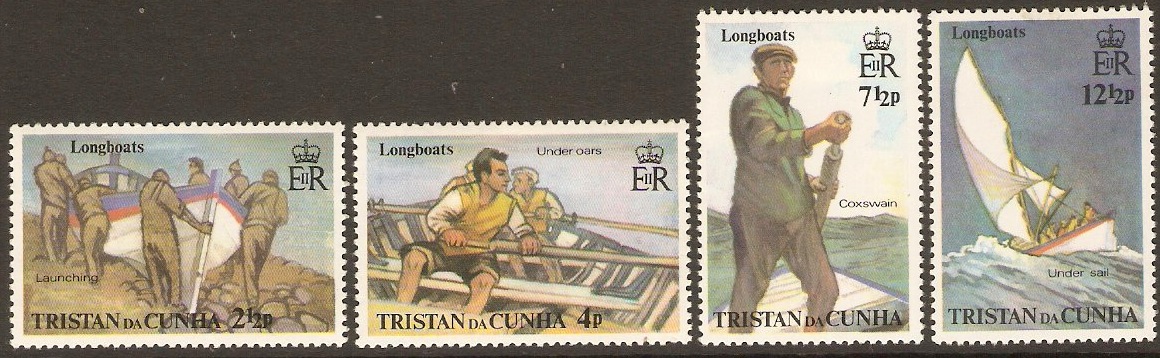Tristan da Cunha 1972 Longboats Stamps Set. SG170-SG173.
