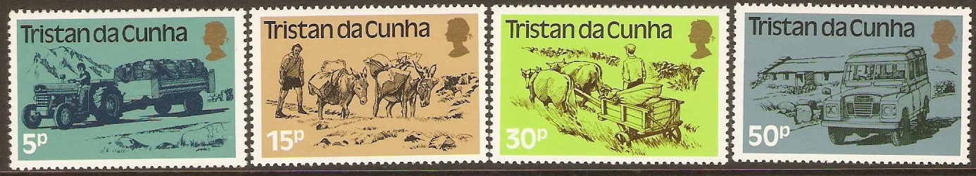 Tristan da Cunha 1983 Land Transport Stamps Set. SG345-SG348.