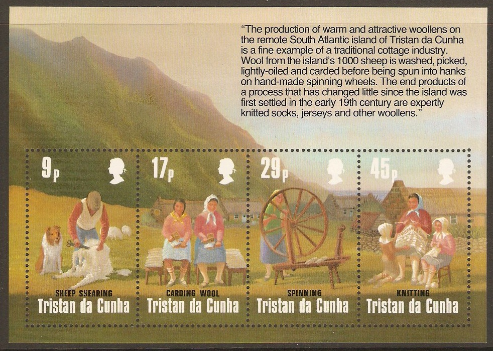 Tristan da Cunha 1984 Woollens Industry Sheet. SGMS381.