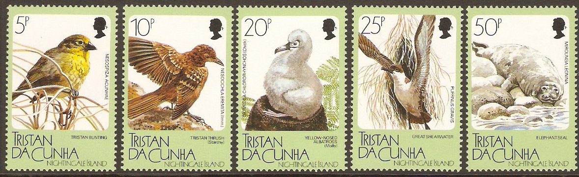 Tristan da Cunha 1988 Island Fauna Stamps Set. SG443-SG447.