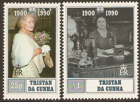 Tristan da Cunha 1990 Queen Mother Birthday Set. SG498-SG499.