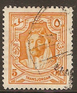 Transjordan 1930 5m Orange. SG198.