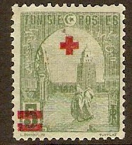 Tunisia 1916 5c Green on green. SG50.