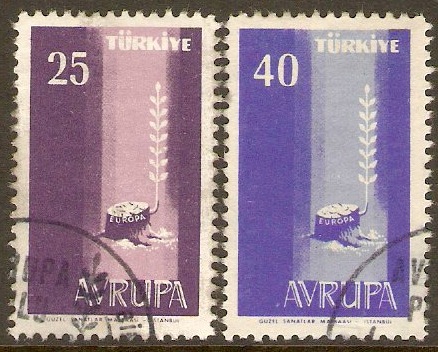 Turkey 1958 Europa Stamps Set. SG1834-SG1835.