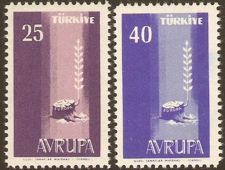 Turkey 1958 Europa Stamps. SG1834-SG1835.
