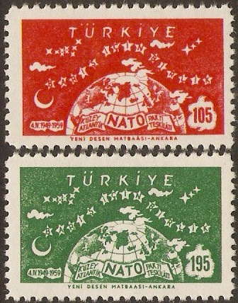Turkey 1958 NATO Stamps. SG1877-SG1878.
