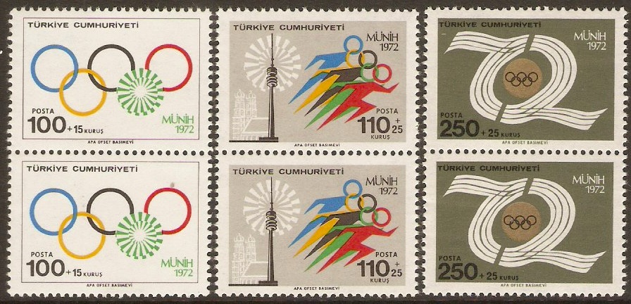 Turkey 1972 Olympic Games Set. SG2422-SG2424.